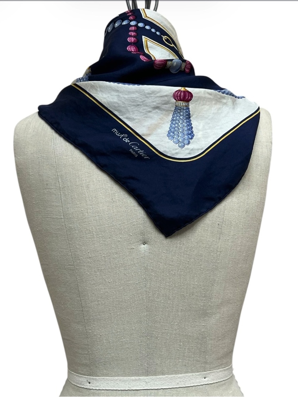 Vintage Cartier Les Must De Cartier Paris Silk Scarf - Picture 6 of 9